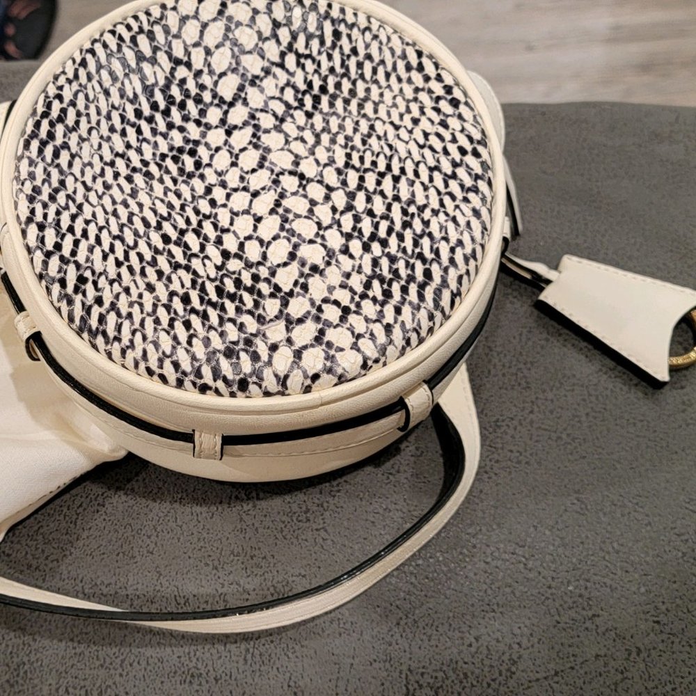 Isaac Mizrahi Small White Round Crossbody Purse